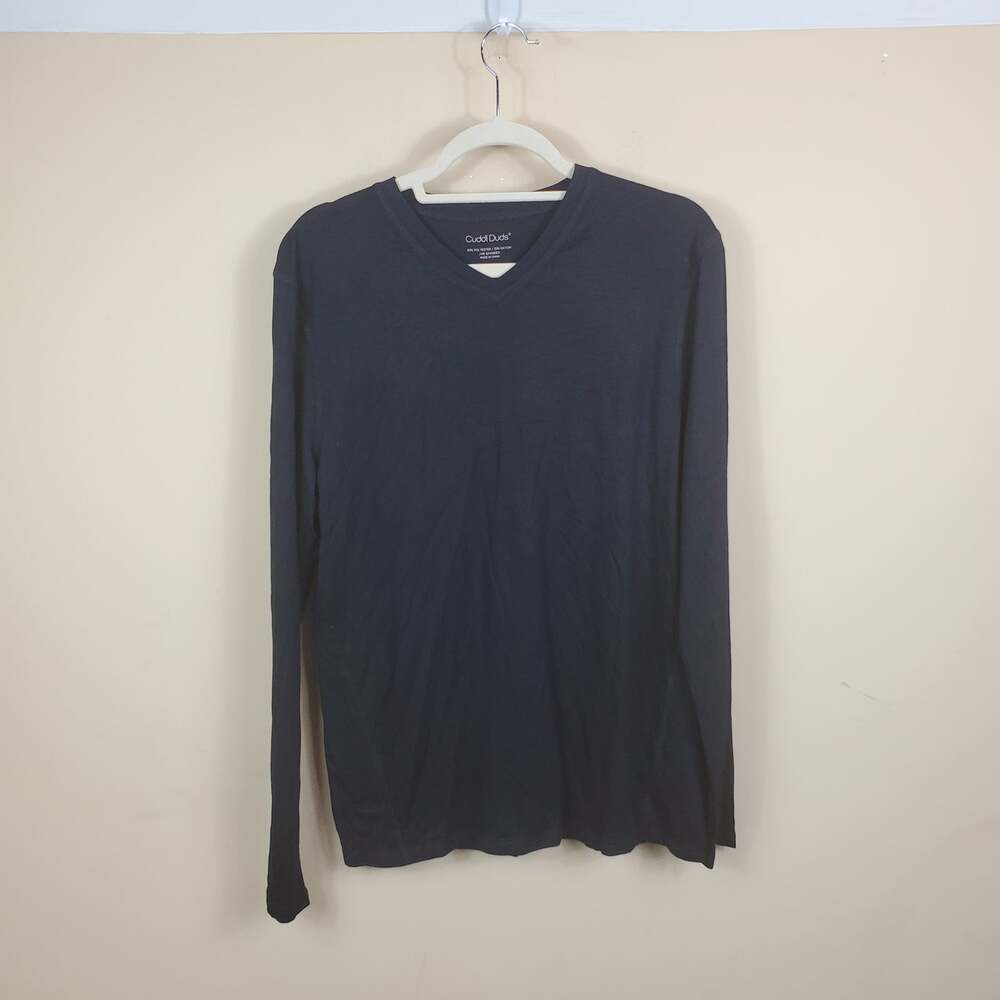 4/$25 Cuddl Duds Black V-neck Long Sleeve Tee M